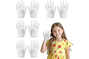 EQLEF Guantes de Algodon Niños, 4 Pares de Guantes Hidratantes de Algodón Lavables y Reutilizables, Adecuados para Niñosde con Eccema de Manos secas Durante la Noche (6 a 10 años)