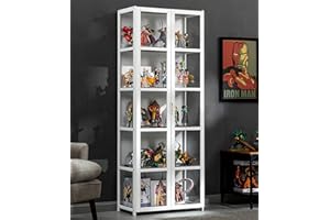 CHAANG vitrinas para colecciones vitrina expositora vitrina vitrina cristal vitrinas de cristal Marco de bambú natural, la puerta del gabinete está dividida, sellada y a prueba de polvo, fácil de instalar y