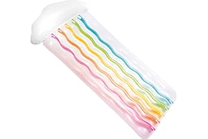 Intex 56804EU - Colchoneta Hinchable INTEX, colchoneta Nube, 86x180x25 cm, colchoneta para la Playa, colchoneta con Almohada, Transparente con Colores Rosa, Naranja, Verde, Amarillo y Azul