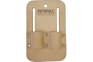 Faithfull Porte-clé d'échafaudage Double Boucle en Cuir Brun Clair pour Ceinture à Outils