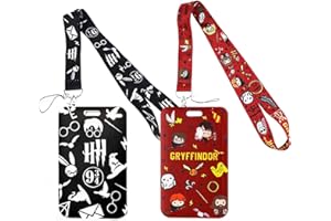HOMEK 2 pièces Porte Badge Cordon Tour de Cou avec Porte-cartes, Harry Potter Porte Badge Strap Neck ​pour Porte Badges d'Identification, Cartes d'étudiant, Les Clés, Carte Bus, Exposition, Bureau
