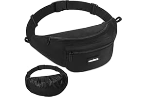 MOCOCITO Marsupio Uomo Donna Grande 4L,Marsupio da Viaggio Sportivo,Cintura Regolabile 52-152cm Waist Doggy Bag Impermeabile con Copertura Antipioggia,Jack Per Cuffie 4 Tasche Per Ciclismo Trekking