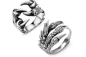 EQLEF Dragon Claws Ring, Herren Gothic Wild Alondra Drachen Herrenring