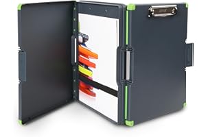 Dexas Duo Klemmbrett, doppelseitiges Klemmbrett-Design, tragbare Klemmbretter, 33 x 25,4 cm, Grau/Grün, kombiniert Stil und Funktionalität, Bürobedarf für Krankenpflege, Schule, Arbeit, Handwerk,