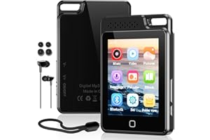 RUIZU 64GB Reproductor MP3 Bluetooth 5.3, Pantalla táctil Completa de 2,4 Pulgadas, Cubierta de Metal, Reproductor de MP3 portátil con Altavoz, grabación de Voz, Radio FM