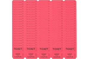Awleynz 200 Pièces Ticket Tombola Numéroté Étiquette de Billet de Tombola, Billet de Classe, Billet de Tombola en Papier, Billet de Cinéma, Loterie, Couleur (Red)