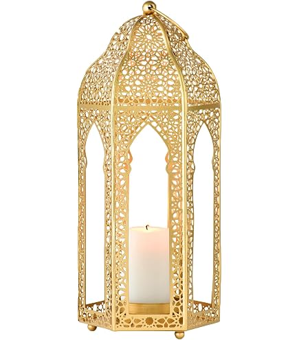 Lanterne Marocaine Ziva 30cm Or - Photophore Métal Pour Bougie | Décoration Orientale