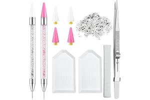 Cesujowaz Bedazzling Kit, 2 st strasspennor med dubbla huvuden med 4 vaxspetsar, precisionspincett, 1 400 strass och bricka, vaxpenna nagelkonstverktyg
