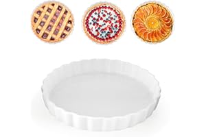 AZKEEGREY Plat à quiche en céramique pour le four, 22 cm, moule à tarte pour la cuisson de tarte rond anti-adhésif blanc,