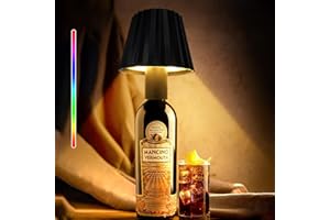 AUEZONA Lampada Bottiglia con Batteria, LED Lampada da Tavolo Senza Fili, RGB Dimmerabile Lampada Touch a Bottiglia, IP54 Lampada da Tavolo Ricaricabile USB, Lampada a Batteria 5200mAH per interni all'aperto