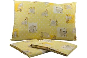 BUBABÙ Federa culla MAFALDA cm. 30X40 – tela stampata – fantasia orsetto COLORI ROSA/AZZURRO/GIALLO - Cotone 100% - Made in Italy (GIALLO)