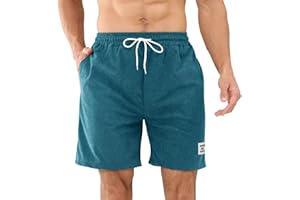 Aomig Męskie sztruksowe szorty, letnie spodenki na co dzień z kieszeniami, męskie spodenki ze sznurkiem na co dzień fitness sport bieganie