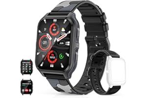 MIGOUFIT Reloj Inteligente Hombre Mujer con Llamadas, Actividad Fitness 1.83'' Smartwatch Militar con Podómetro Sueño de Asistente de Voz,SpO2,con 100+ Deportes Modos de Compatible para Android iOS