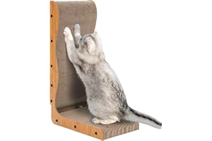 Rascador para Gatos en Forma de L - Happy & Polly 66 cm Rascador de Cartón para Gatos con Pelota de Juguete, Protege los Muebles de Interior, Grande