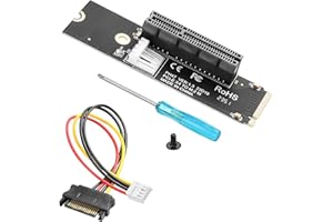 YAODHAOD M.2 NGFF auf PCI-E 4X Adapter, M.2 Key M 2260 2280 SSD Port auf PCI-E Riser Karte, mit SATA 15pin Power und LED Kontrollleuchte, für Bitcoin Miner Mining