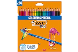 BIC Kids Tropicolours Coloured Pencils, Assorted Colouring Pencils, Back to School Supplies, BIC Pencils for School, 24 Pack