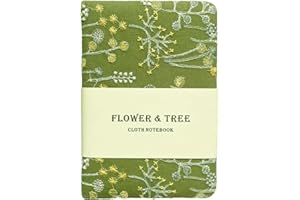 ipoul Pocket Notebook, A6 Journal, Small, Embroidered Fabric, Cute Notebook, Lay Flat, Hardcover, 4x6 Lined Paper & Sketchbook, Personal Writing Journal for Women, Green Dandelion