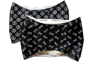 IMMACULATE TEXTILES Reusable Male Dog Incontinence Nappies/Sanitary Wraps/Belly Bands - Pack of 2 : Absorbent, Strong & Washable : Older Dogs or Puppies (Paw & Bone, XL)