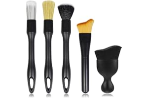 Quelcc 5 Pièces Pinceau Detailing, Pinceau Nettoyage Voiture Brosse Detailing Auto Brosse Souple Extérieur Enlever la Poussière pour La Voiture Tableau De Bord, Intérieur, Extérieur