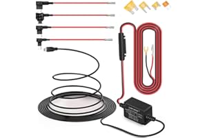 CARPURIDE Zestaw kabli samochodowych z twardą kamerą samochodową, mini USB, 12 V, 24 V do 5 V, do kamer samochodowych GPS (zestaw mini USB i bezpieczników)