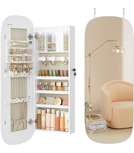 VidaXL Spiegel Schmuckschrank - Wandschrank Mit LED Beleuchtung & Schubladen