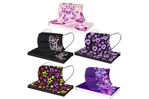 LULUJI Lulupi 50 Stück Einweg Mundschutz Mund-Nasenschutz Pusteblume Bedruckt 3 lagig Einmal MNS Löwenzahn Motiv Halstuch Mund und Nasenschutz Staubdicht Atmungsaktiv Multifunktionstuch Schals Tücher