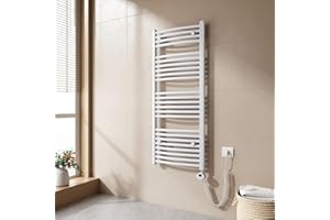 EMKE Radiador Toallero Eléctrico para Baño,120 x 50 cm, Secatoallas eléctrico con termostato, 500 vatios (Blanco)