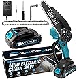 Zikopomi 6 Inch Cordless Electric Mini Chainsaw, Handheld Battery Powered Pruning Saw, branch cutter, Yard Work Garden Tool (One Battery&Chain)