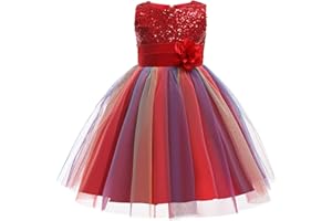 M MUNCASO Vestido de Princesa para niña con Lentejuelas Tul Arco Iris niña Formal Vestido para Fiesta de cumpleaños, Boda, Dama de Honor, niño bebés Vestido de Noche