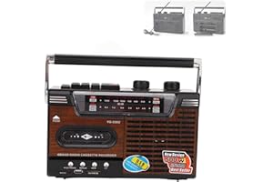 ZUNATE Cassette Player, Retro Boombox Cassette Player AM/FM/SW1/SW2 Radio Portable Recording Boombox, Support Storage and USB, with Earphone Jack and Big Speaker(UK)