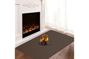 KHONGOO Tapis de foyer pour cheminées, 150 x 80 x 0,1 cm, tapis ignifuge pour poêle à bois, cheminée, intérieur et extérieur, protège les sols et les tapis contre les étincelles, marron