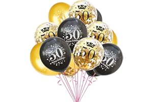 50th Birthday Decorations for Men Women, onehous Happy 50th Birthday Balloons for Him Her, Black Gold Confetti Balloons for 50th Birthday Anniversary Party Supplies, 50 Year Old Party Decorations