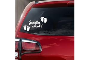 kdosublim Sticker bébé à bord petits pieds bébé jumelles à bord! (sticker Blanc)
