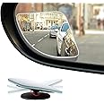 Woscher W1680 Blind Spot Mirror for Car, Rear View Convex Mirror for Car Accessories Exterior, Stick On Frameless Mirror Fits All Cars (Set of 2, Oval)