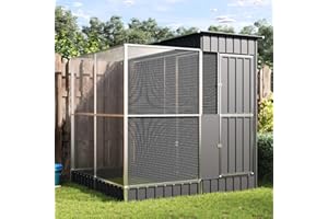 Emmtore Voliere mit Erweiterung Silbern Stahl, Vogelvoliere, Wellensittichkäfig, großer Vogelkäfig, Vogelkäfig, Papageienkäfig,209 x 203 x 216 cm