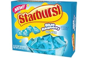 A TASTE OF AMERICA Starburst Blue Raspberry Gelatin - Jell-o - 4 x 111g Boxes - American Jelly