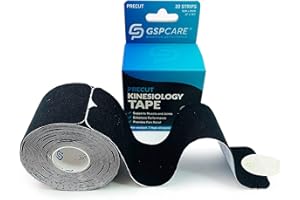 GSPCARE Pre-Cut Y Kinesiology Tape, Elastic Sports Tape Used to Prevent Muscle Damage, Protect Joints, and Relieve Muscle Pain, 20 Pieces of Pre-Sliced 5cm*5m Medical Tape.(Black)