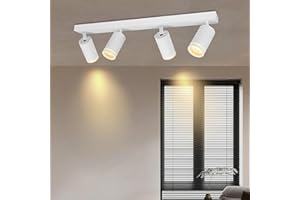BOYIR Focos LED Interior Techo con 4 Focos GU10, Lámpara de Techo Ajustables y Giratorios, Blanco Apliques Techo Interior Moderno para Salon Dormitorio Cocina Pasillos, Sin Bombilla GU10