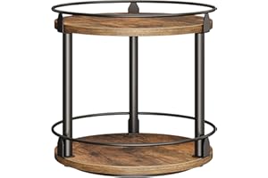 YATINEY Étagère à Épices, Organisateur Pivotant, Plateau Rond à 2 Niveaux, Plateau à Épices Rotatif, pour comptoir de Cuisine, Table à Manger, Coiffeuse, Bureau, Marron Rustique et Noir XSR22BR