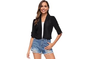 Famrrifuu Donna Coprispalle Elegante Estivo Cardigan Corta Mezza Manica Bolero Giacca Coprispalle Corto per Matrimonio
