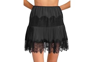 YOOJIA Women's Y2k Mini Lace Skirt with Fairy Mesh Floral Low Rise Pleated Half Slip Layered Flowy Short Skirt