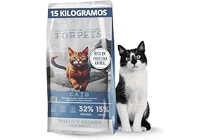 Pienso para Gatos Adultos con Pollo y Salmón | Salud Urinaria, Pelo Brillante y Digestión Sensible | Alto en Proteína, Sin Gluten | Razas Pequeñas y Medianas | FORPETS Cats