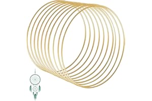 RUNFENG 10 Stück Traumfänger Ringe Metall Kranz Rahmen Gold Metallring Drahtring Dekoring mit Fuß Metall Zum Rund DIY Basteln Golden für Floral Hoop Kranz Hochzeit Dekor Makramee Ringe Deko-Metallring 10cm