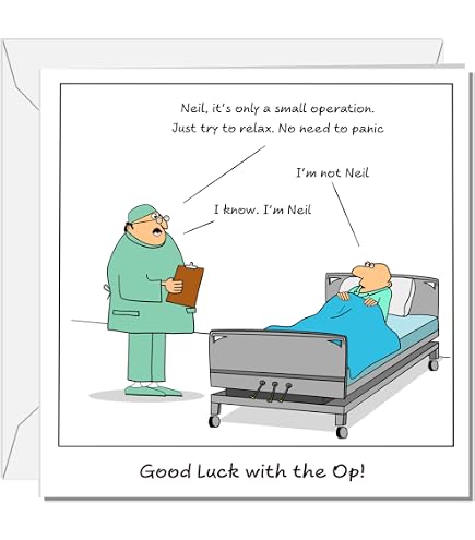 Good Luck In Your Operation Card - Will Be Thinking Of You - Design contemporaneo con stelle - Finitura speciale - Prodotto nel Regno Unito - Ecologico