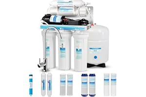 Geekpure sistema di filtraggio dell'acqua potabile ad osmosi inversa a 5 stadi con pompa booster e 4 filtri extra - 75GPD
