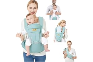 Viedouce Portabebe Ergonómico con Asiento/Puro algodón Ligero y Transpirable/Multiposición:Dorsal, Ventral, Ajustable para Recién Nacidos y Niños Pequeños de 3-48meses (3.5 a 20 Kg)