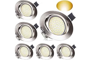 Wenscha LED Recessed Ceiling Lights, 6 Pack 3.5W LED Integrated Spotlights 400LM 230V Warm White 2800K Downlights Ultra Slim Round Nickel Protection Rotatable for Living Room Bedroom Kitchen