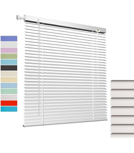 Tenda Montaggio Parete Soffitto Tenda Veneziana PVC Bianca 80x160cm - Lamelle Orientabili Per Luce E Privacy Veneziana Da Interno Senza Fori - 9