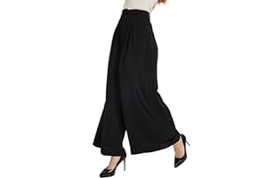 Tronjori Damen Hose Weites Bein Frauen Lange Hose mit Taschen Einfarbig Lose elastische Hohe Taille Freizeithose Business-Arbeitshose für Freizeit Arbeit Büro