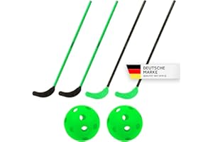 ‎TOOLZ TOOLZ Hockeyschläger Set für spannende Matches - Indoor & Outdoor Hockey-Set - Hockeyausrüstung mit 4 Schlägern (108cm lang) + 2 Bälle inklusive